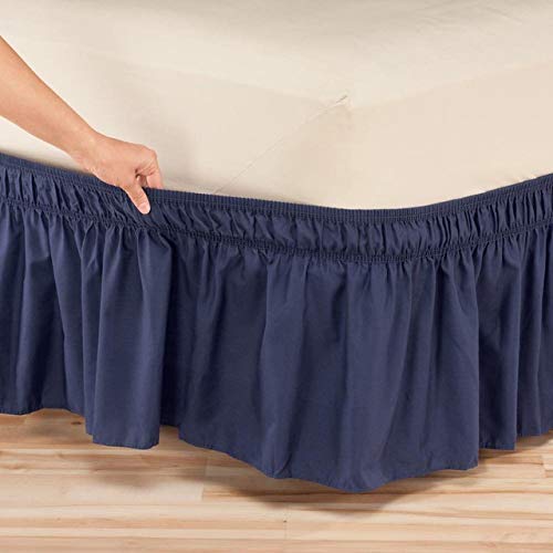LUKKC Ruffled Solid Bed Skirt Valances,Wrap Around Style,small/double/single/king Size Elastic Bed Wrap Ruffles Bed Skirt 40CM Drop (Color : E, Size : 135x200cm+38cm)
