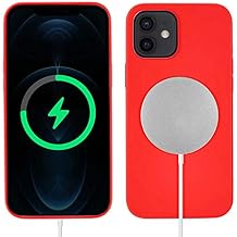 Elfia iPhone 12 Mini ile Uyumlu Silikon Esnek   K s m Kadifeli M-Safe  arj  zellikli K l f, Silks K rm z