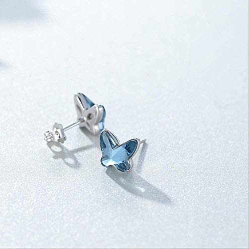 Preisvergleich Produktbild CKAWM Halskette Blue Crystal Butterfly Halskette Frauenschmuck Liebeserinnerung Hochzeit Frauen-Ohrring