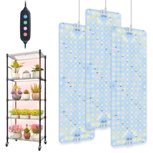 3Pack 2026 Ultra-Thin LED Grow Lights with Timer