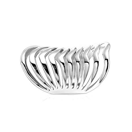 Couya Polished Stainless Steel Split Style Ring Multilayer Stacked Knuckle Finger Rings Band (7) #TOP2