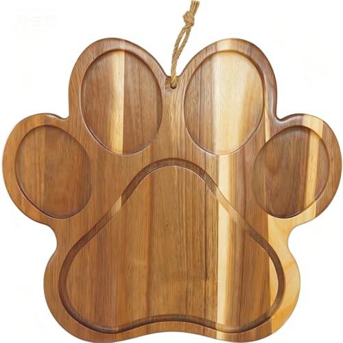 Tabla de Cortar Grande en Forma de Huella de Acacia de 35 cm - Regalo para Amantes de Mascotas miniatura 1