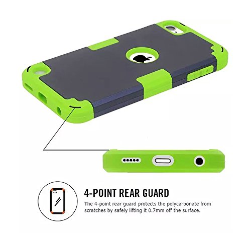 Case For Ipod Touch 5 Case For Ipod Touch 6 Case, Dual Layered Hard Pc Case + Silicone Shockproof Heavy Duty High Impact Armor Hard Case Cover For Apple Ipod Touch 5 6Th Generation (Sky Blue+Pink) #TOP3