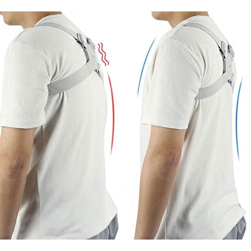 Corretor Postural Inteligente Vibratório Ajustável - Alívio para Dores nas Costas, Má Postura e Supo