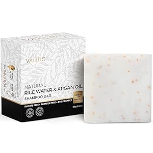 VALITIC Rice Water & Argan Oil Shampoo Bar – Strengthens and Promotes Hair Revitalization – SLS & Paraben Free – Vegan Eco Friendly – Natural Vitamin C & Keratin – for all Hair Types