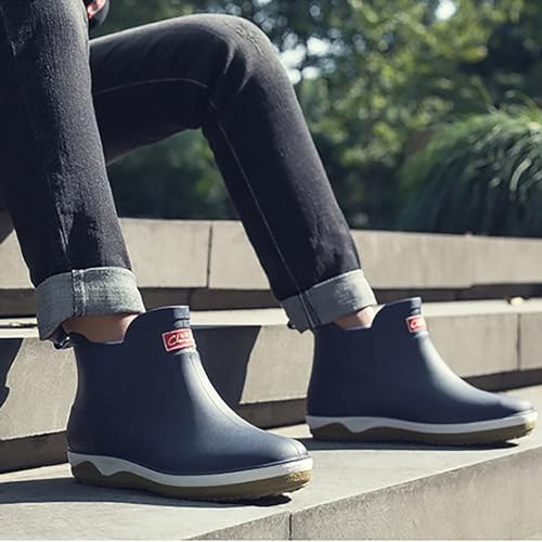 Men’s Ankle Rain Boots Waterproof Chelsea Boots Slip-On Garden Work Rubber Thickened Footwear Duck Shoes2