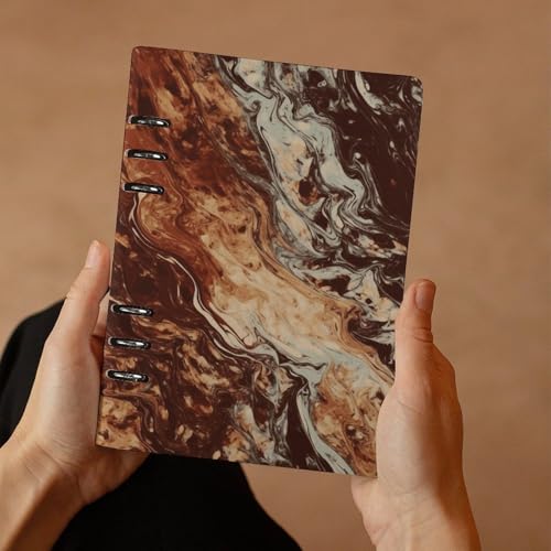 Carnet de notes marbré marron en cuir synthétique de qualité supérieure format A5 - 7