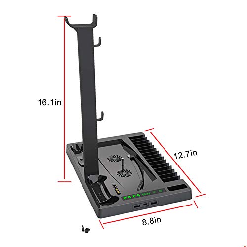 Vertical Stand With Cooling Fan For Ps5 Console And Ps5 Digital Edition, Ps5 Dualsense Charging Station, Charging Station Dock With Dual Controller Charger Ports And Retractable Game Storage For Ps5 #TOP3