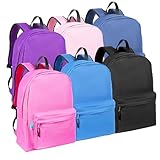 BeigeSwan Wholesale 16.5 Inch Backpacks – Pack of 6 Multicolored Bulk Bags, Assorted Colors - 18.1 H x 13 W x 5.7 D