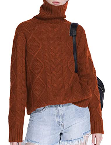 Image of Wool Sweaters Women's Turtleneck Pullover Female Loose Long Sleeve Tops Winter Thick Knitted Jumper