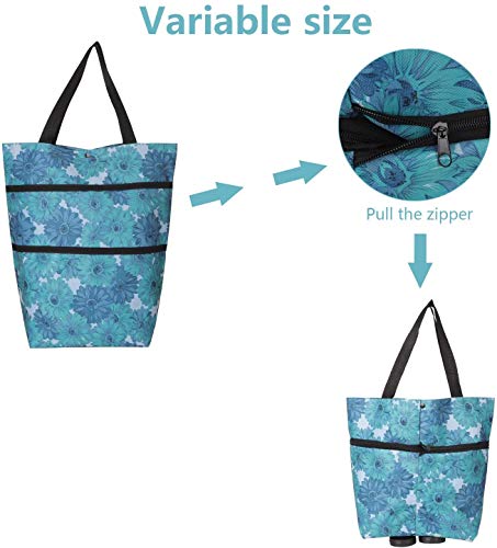 Faltbarer Einkaufstrolley mit Rädern, wiederverwendbare Einkaufstasche, Einkaufstasche, faltbare Tragetasche, Schulter… – Bild 3