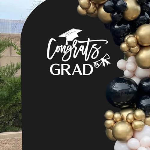 Congrats Grad Decal Sign for Balloon Arch - Graduation Decar for Grad Party Class of 2026 Grad Party Graduation Event Planner Vinyl Decal (White)