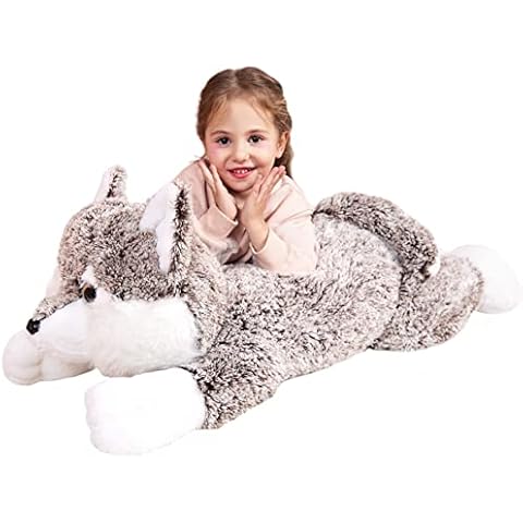 IKASA Large Wolf Stuffed Animal Plush Toy,Giant Cute Jumbo Soft Toys,Huge Big Size Plushy Fluffy Fat Oversized Plushie,Gifts for Kids Girls Boys Girlfriend Children (Coffee Brown, 78cm) Cover