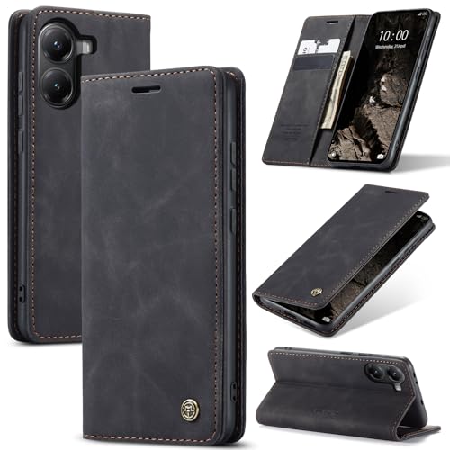 Samokor Hülle für Xiaomi Poco X7 Pro 5G Handyhülle Premium Lederhülle Klappbar Tasche Magnet Kartenfach Standfunktion Flip Case Schutzhülle Klapphülle für Xiaomi Poco X7 Pro Schwarz