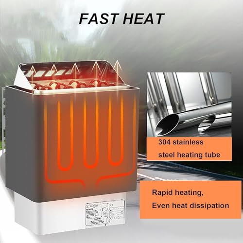 Riscaldatore per Sauna a Vapore Secco con Controller Esterno, Richiede 16 kg di Pietre per Sauna, Ideale per Uso Domestico e Commerciale.