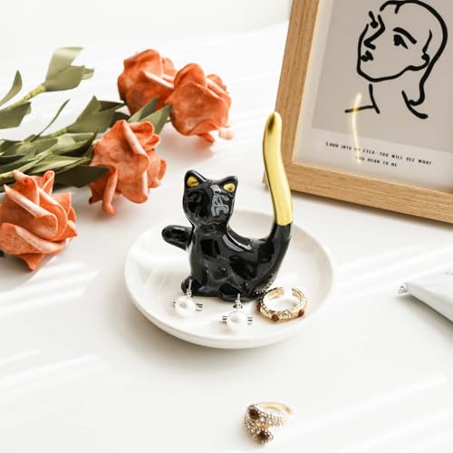GISK Ceramic Cat Jewelry Dish Tray, Ring Dish Trinket Tray for Earring GISK Ceramic Cat Jewelry Dish Tray, Ring Dish Trinket Tray for Earring - Image 6