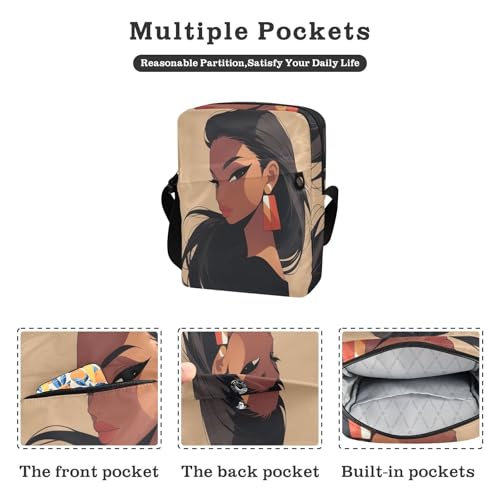 messenger bag for women crossbody crossbody bag men Cross Over Purse Adjustable Strap for Shopping Shopping- African Women Long Hair2