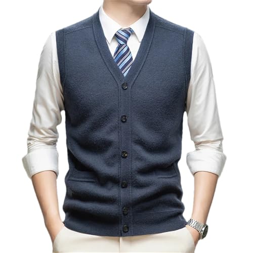 Bollrllr Winter Men's Wool Knitted Vest Sleeveless Button Warm Large Size Vest V Neck Business Vest