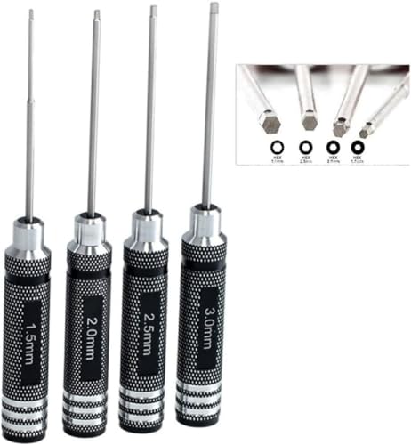 Kit de 4 Destornilladores hexagonales,Juego de Herramientas Destornillador Hexagonal para Helicóptero RC (1,5 mm, 2,0 mm, 2,5 mm, 3,0 mm)