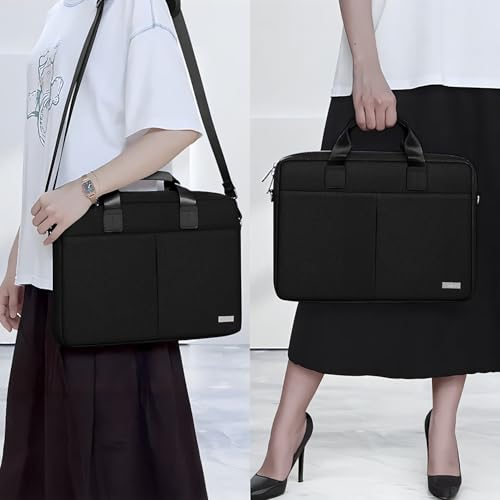 Image of GRIPP Hugo Laptop Sleeve Bag for Laptop /MacBook up to 14 Inch, Detachable Shoulder Strap, Carry Handle, Trolley Sleeve, Tablet Compartment, Multiple Organisers, Office and Travel Bag - Black