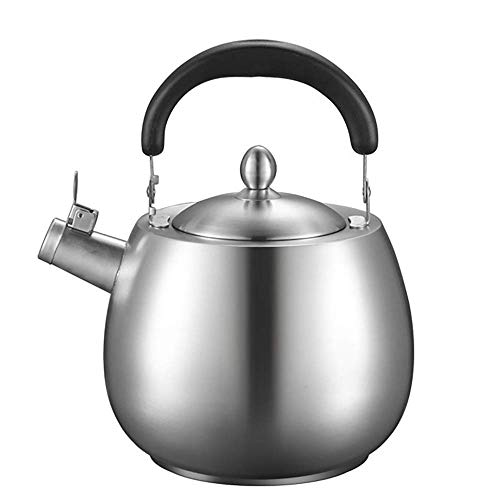 Pfeifender Edelstahl-Teekessel, Moderne chirurgische Induktions-Teekanne mit hitzebeständigem Griff und Deckel, Kochfeld für alle Wärmequellen