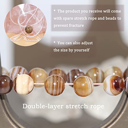 Dazcolo Natural Gemstone Bracelet 7.5 In Stretch Gems Stones 8Mm (0.31") Round | Beads Healing Crystals Quartz | Chakra Bracelet | Y2K | Bracelets For Women Men Girls Gifts (Unisex) (Botswana Agate) #TOP1