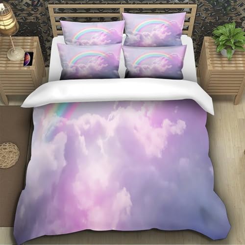 Linge de lit ciel arc-en-ciel 3D de qualité supérieure King