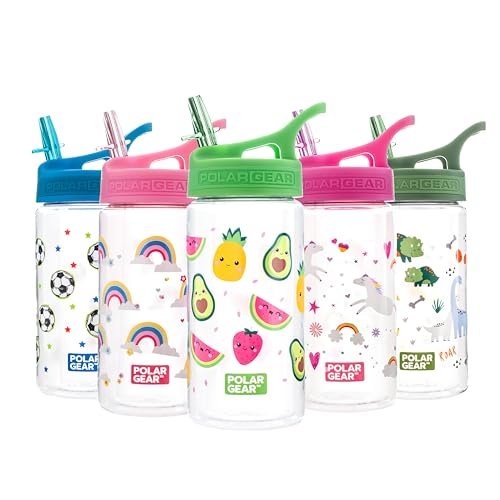 Polar Gear Kids Water Bottles with Straw - 400ml BPA Free To