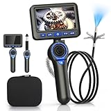 MOTOCOCHE Endoskopkamera 6.25mm Borescope mit 5 Zoll IPS Bildschirm & Beweglichem Kopf, Inspektionskamera IP67 Wasserdicht mit 360° Artikulation für Auto Inspektion, Industrie
