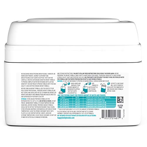Happy Baby Organics Infant Formula, Milk Based Powder Sensitive Stage 1, 21 Ounce (Pack Of 4) Packaging May Vary #TOP1