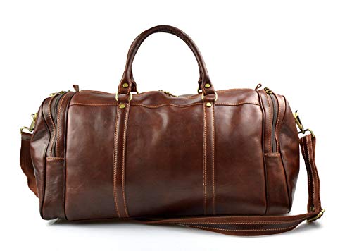 Sac de voyage en cuir véritable marron élégant et durable pour cabine