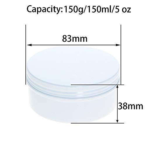 Image of Othmro 6Pcs 5.1oz Metal Round Tins Aluminum Tin Cans Jar Refillable Containers 150ml Tin Cans Tin Bottles Containers with Screw Lid for Salve Spices Lip Balm Tea Candies White 83x38mm