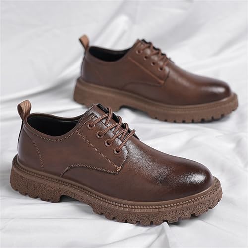 Men's Vintage Leather Lace Up Platform Oxfords Shoes Round Toe Low-Top Non-Slip Soft Business Formal Dress Shoes4
