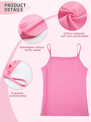 Satinior 4 Pieces Girls Dance Tank Top Sleeveless Spaghetti Strap Crop Tank Top For Dancewear (Black, White, Rose, Pink, 7-8 Years) #TOP4