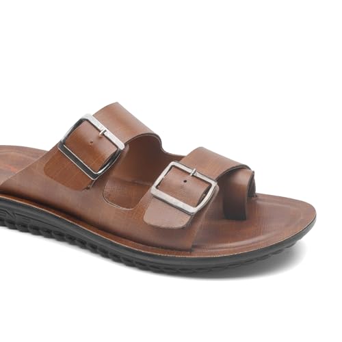 Image of ASIAN 2808 Cushion Men's Slippers | Dual Buckle Adjustable Upper, Soft Cushioning Tech, Comfortable Slippers with Anti-Slip Outsole