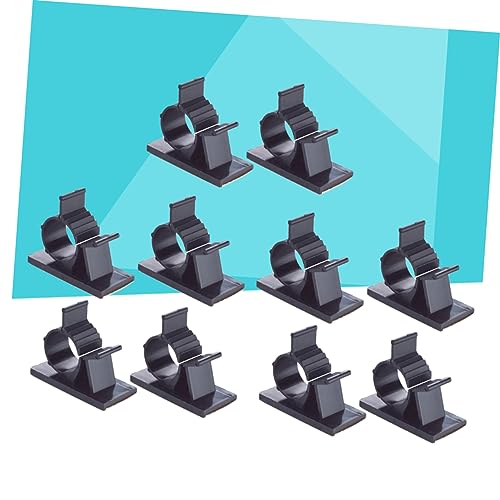 Lurrose 30 piezas clips ajustables para manejo de cables con adhesivo para escritorio, abrazadera para cables, soporte para cordones para espacio de trabajo miniatura 2
