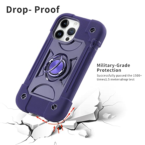 Image of MARKILL Compatible with iPhone with Built-in 360Rotating Ring Stand, Military Grade Drop Protection Full Body Rugged Heavy Duty Case Durable Cover (Deep Purple, iPhone 13 Pro Max 6.7 inch)