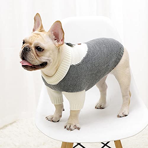 Dog Sweater With Bow Tie Dog Turtleneck Sweaters Knitted Pet Sweater Soft Warm Vest Knitwear Dog Clothes Suit For Fall Winter Cold Weather (M,Greyy) #TOP1