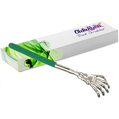 OntaRyon Telescopic Back Scratcher | Novelty Gifts for Men & Women | Portable Handheld Massage Stick | Small Stocking Fillers for Adults | Unusual & Funny Massager (Green) Cover