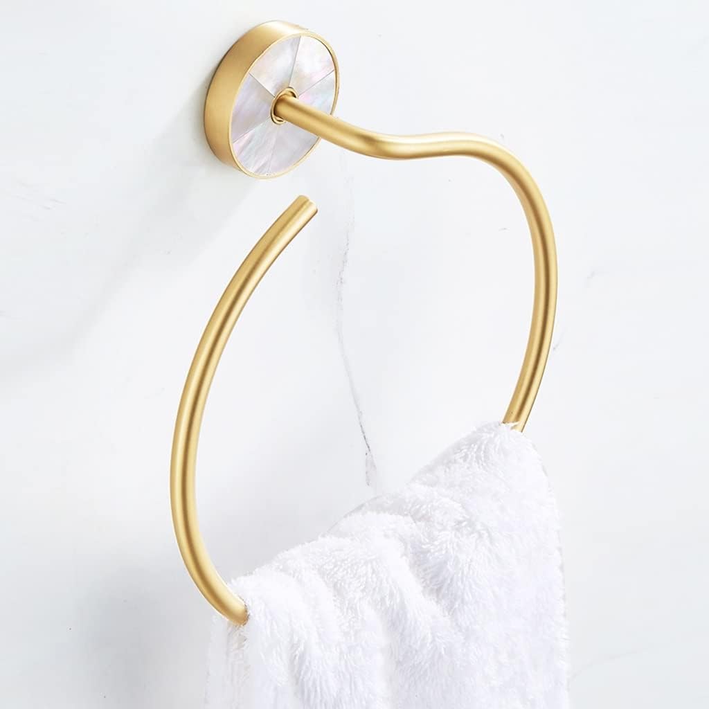 LSLYTQ Shell Light Luxury Towel Holder, Towel Ring, Bathroom Towel Hanger, Nordic Gold Towel Ring Rack