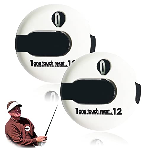 LOVMEAD Golf Score Counter Stroke mit Aufsatz Zähler Clicker 2 Pack, One Touch Reset bis zu 12 Schläge Portable Mini Clip für Golfer Handschuh Tasche Hut (Weiß 2 Stück)