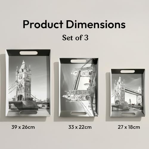Image of UPC Premium Melamine Break Resistant Serving Tray Set Shape-Ocean Modern Designs(Set of 3 - S, M, L)