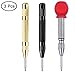 AFUNTA 3 Pcs Automatic Center Punch Tool, 5 inch Brass Spring Loaded Crushing Hand Tool with Cushion Cap and Adjustable Impact – Gold, Black, Sliver