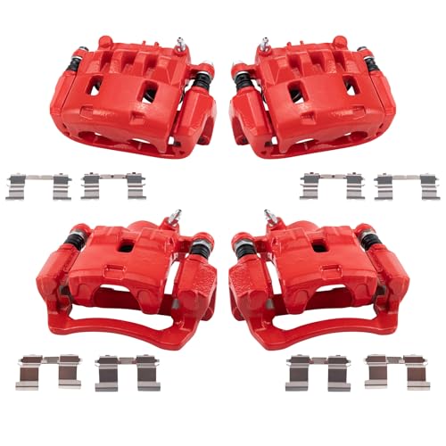 Image of TRQ Performance Front and Rear Brake Caliper Set Brackets Coated Compatible with 2009-2010 Subaru Forester