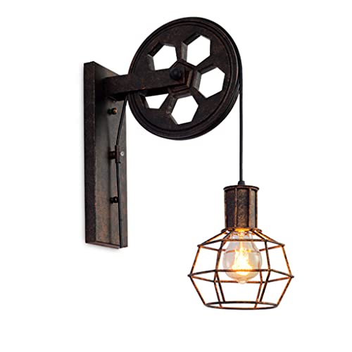 Kinbolas Apliques De Pared Interior Vintage Industrial,luz De Pared Retro,lampara De Pared Creative,luces Paret Polea Rustico Para La Salon,Recibidor,Desván,Cocina,Restaurante,Cafe,Bar Decoracion Cover
