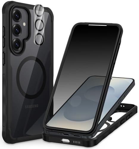 CENHUFO Sichtschutz Hülle für Samsung Galaxy S25 Serie, Magnetisch Handyhülle mit Eingebautem Privacy Panzerglas Displayschutz und Kameraschutz 360 Grad Schutzhülle Stoßfest Panzerhülle Case