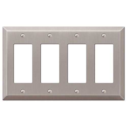 Image of AMERELLE 163R4BN Century Quadruple Rocker Steel Wallplate in Brushed Nickel
