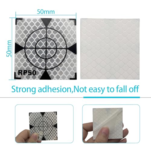 Image of 50X50MM 100PCS Reflector Targets for Total Stations Paste Up Reflector, Survey Target Mark with Black Triangle Reflective Sheet for Total Stations,White