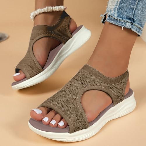 Sandalias cómodas para caminar de mujer con ajuste de malla elástica 3