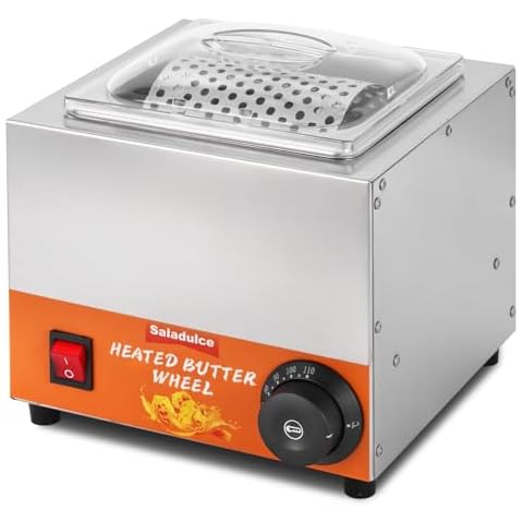 Saladulce Heated Butter Spreader Stainless Steel Butter Wheel Butter Warmer Roller Bread Butter Spreader Wheel for Breakfast Picnics Barbecue Grill Camping 68-230℉ 110V Cover